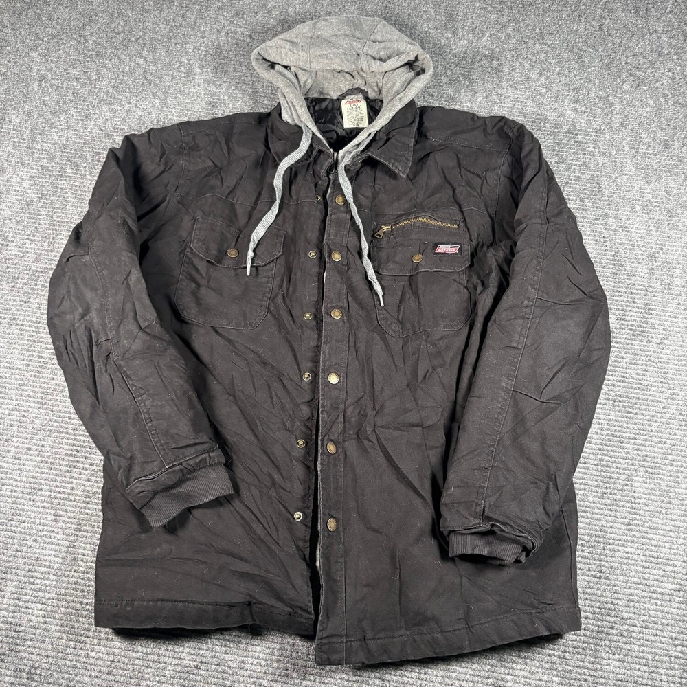 Dickies Hooded Work Jacket Mens L Black Good Quilted Canvas Canvas Coat
